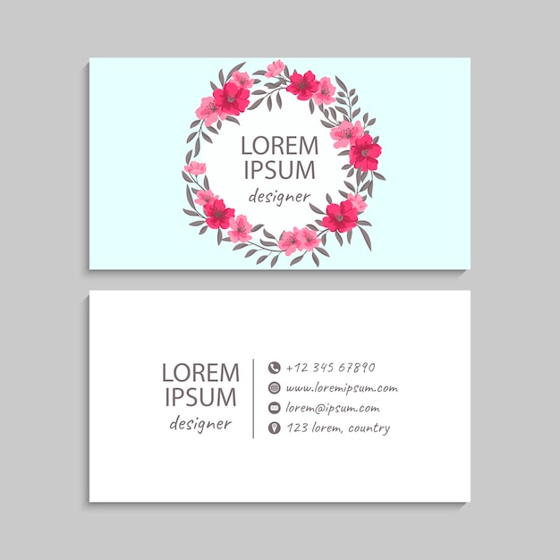 Tarjeta de visita con flores en colores pastel