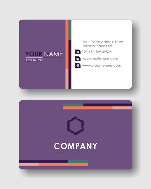 Tarjeta de visita de fondo morado blanco elegante profesional