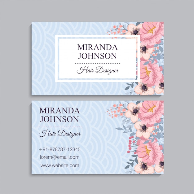 Tarjeta de visita con hermosas flores. Modelo