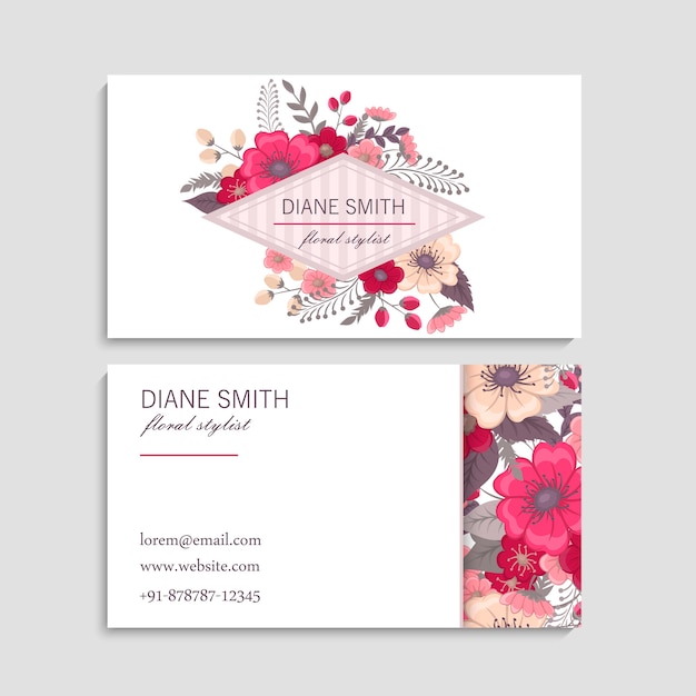 Tarjeta de visita con hermosas flores. Modelo