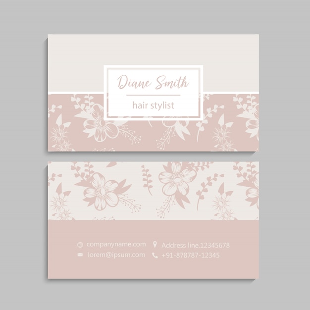 Tarjeta de visita con hermosas flores. Modelo