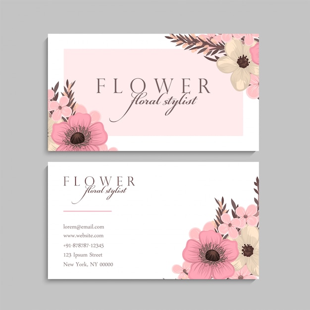 Tarjeta de visita con hermosas flores. modelo