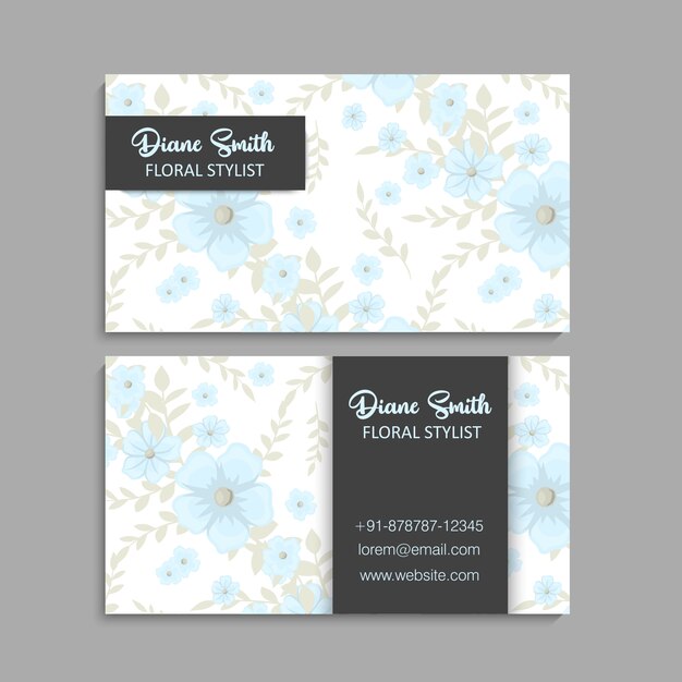 Tarjeta de visita con hermosas flores. Modelo