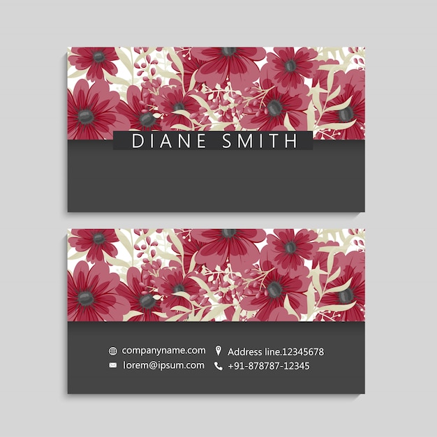 Tarjeta de visita con hermosas flores. Modelo