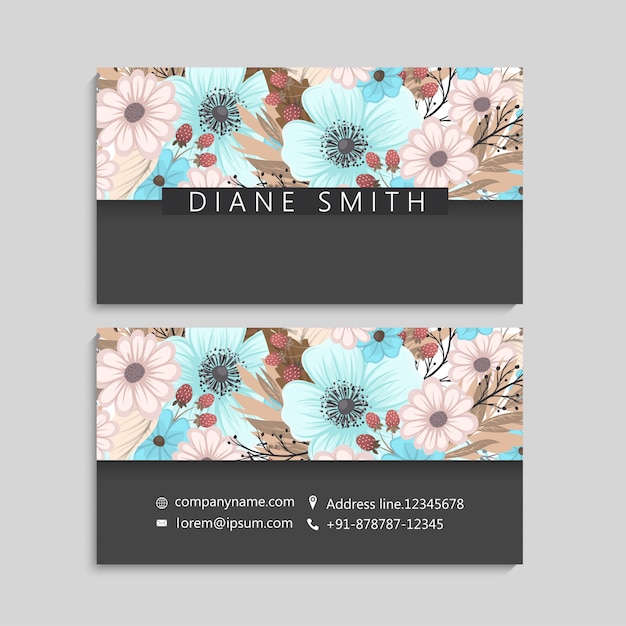 Tarjeta de visita con hermosas flores. Modelo