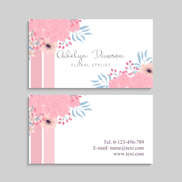 Tarjeta de visita con hermosas flores. Modelo