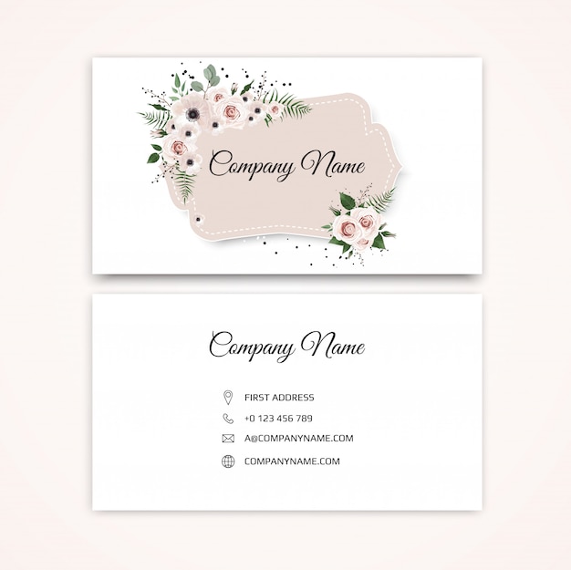 Tarjeta de visita con hermosas flores. Modelo.