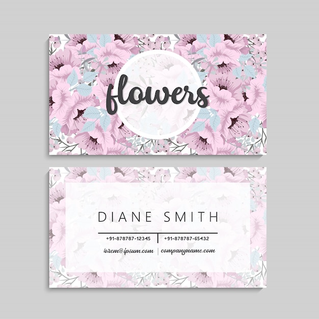 Vector tarjeta de visita con hermosas flores rosas