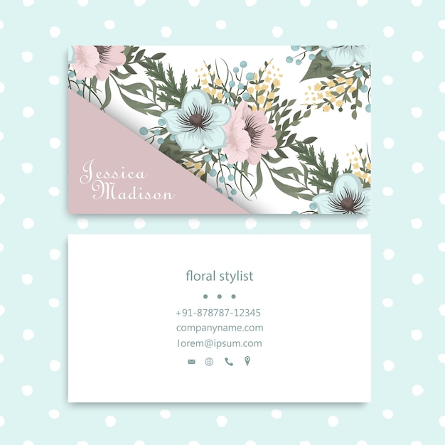 Tarjeta de visita con hermosas flores.