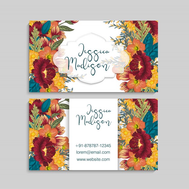 Tarjeta de visita con hermosas flores.