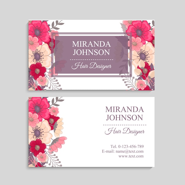 Tarjeta de visita con hermosas flores.