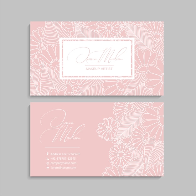 Tarjeta de visita con hermosas flores.