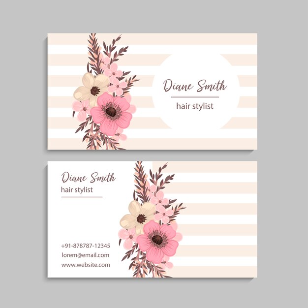 Tarjeta de visita con hermosas flores.