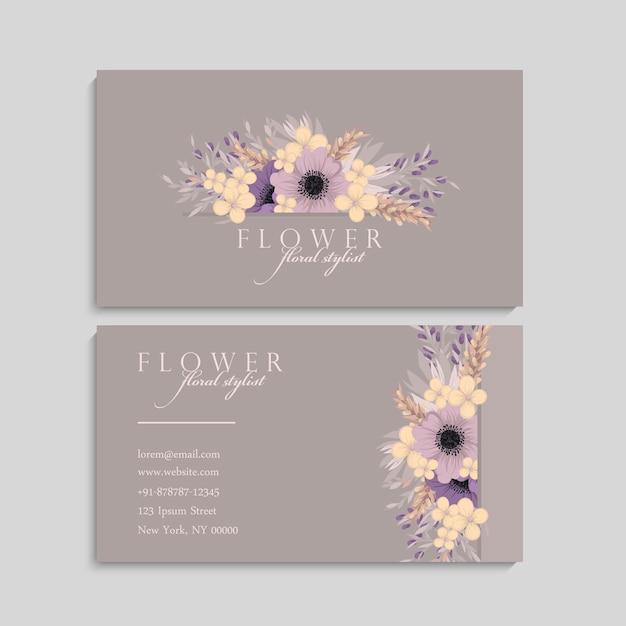 Tarjeta de visita con hermosas flores.