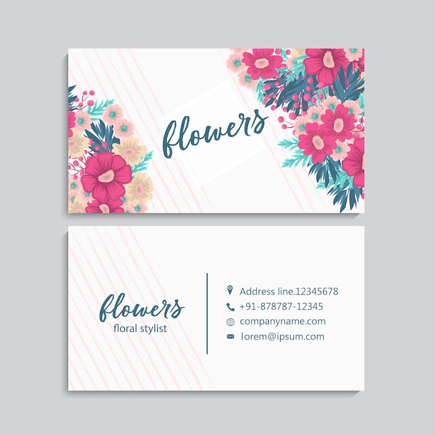 Tarjeta de visita con hermosas flores.