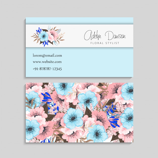 Tarjeta de visita con hermosas flores.