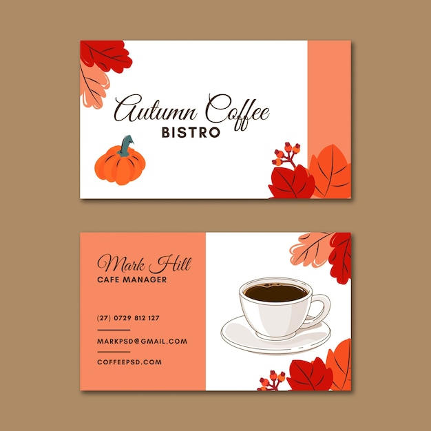 Vector tarjeta de visita horizontal de cafetería