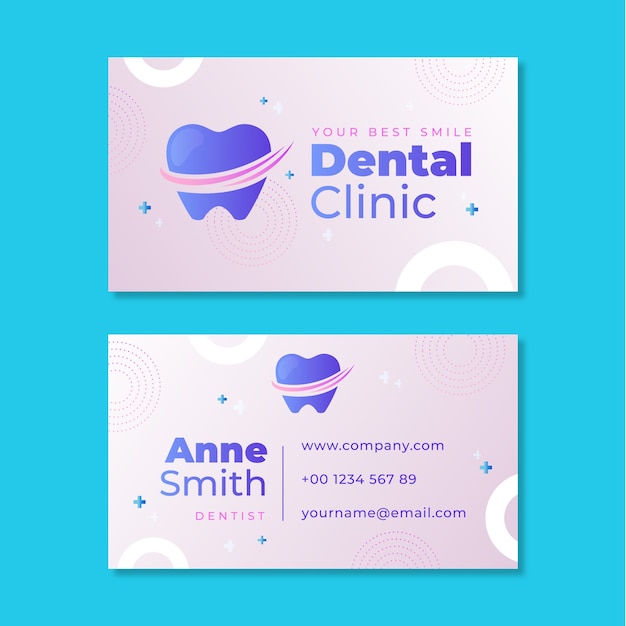 Tarjeta de visita horizontal de clínica dental degradada