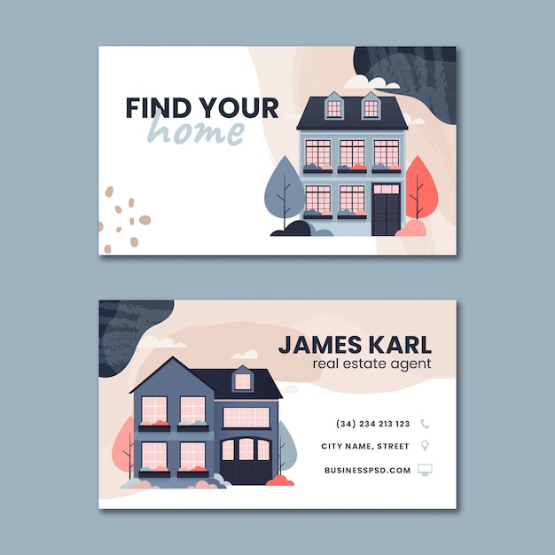 Tarjeta de visita horizontal inmobiliaria.