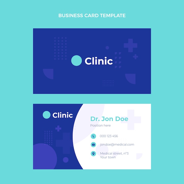 Vector tarjeta de visita horizontal médica de diseño plano