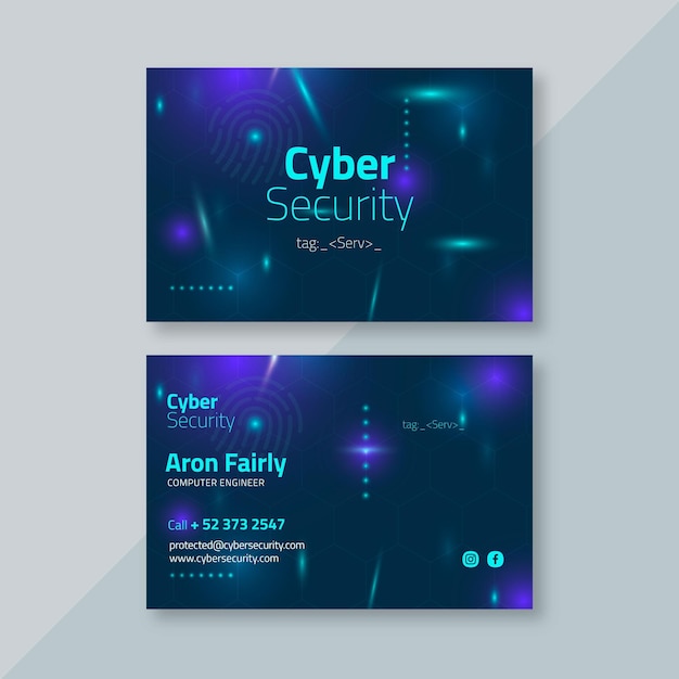 Tarjeta de visita horizontal de seguridad cibernética