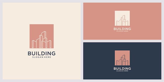 Tarjeta de visita de inspiración de diseño de logotipo de arquitectura de edificio de lujo