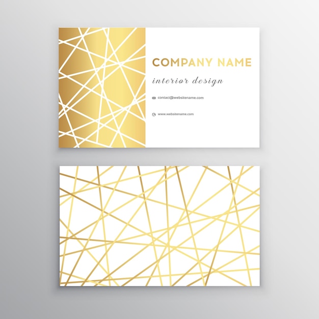 Tarjeta de visita de lujo Diseño de plantilla de tarjeta de visita horizontal dorada y blanca para uso personal o comercial con anverso y reverso