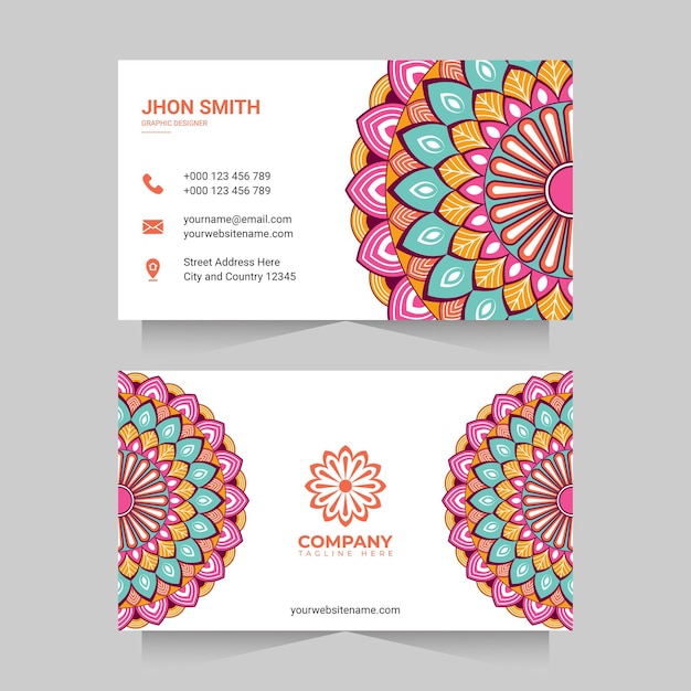 Tarjeta de visita con mandala de colores