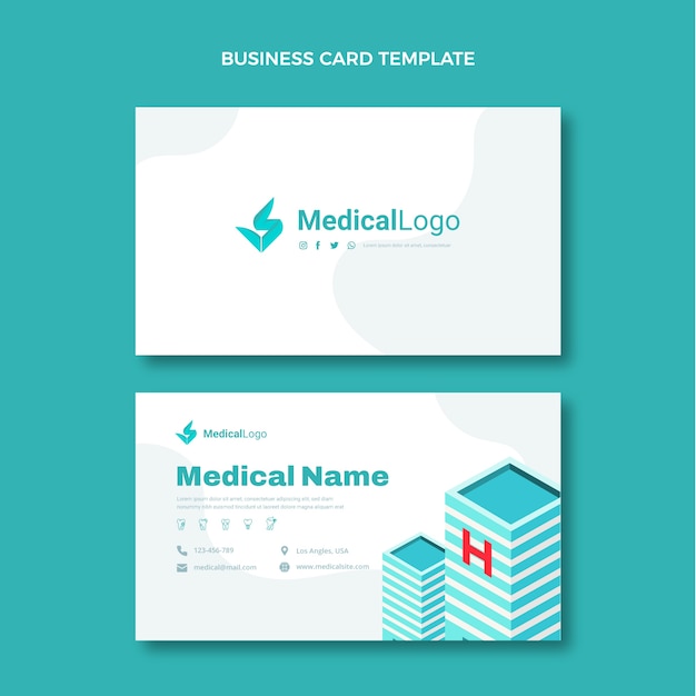 Tarjeta de visita médica isométrica