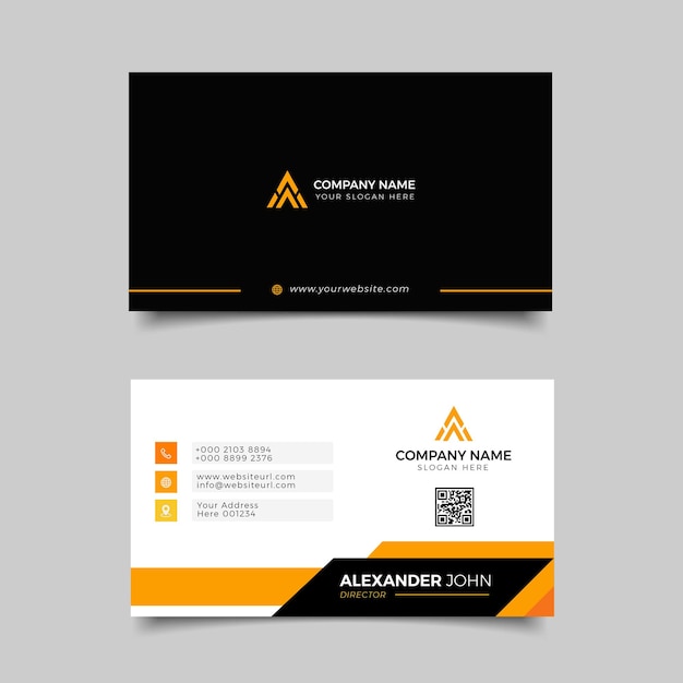 Tarjeta de Visita Moderna Blanca y Naranja Elegante Profesional