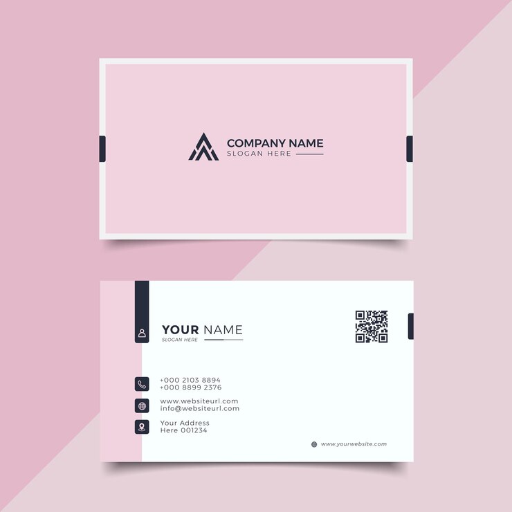 Tarjeta de visita moderna blanca y rosa elegante Professional
