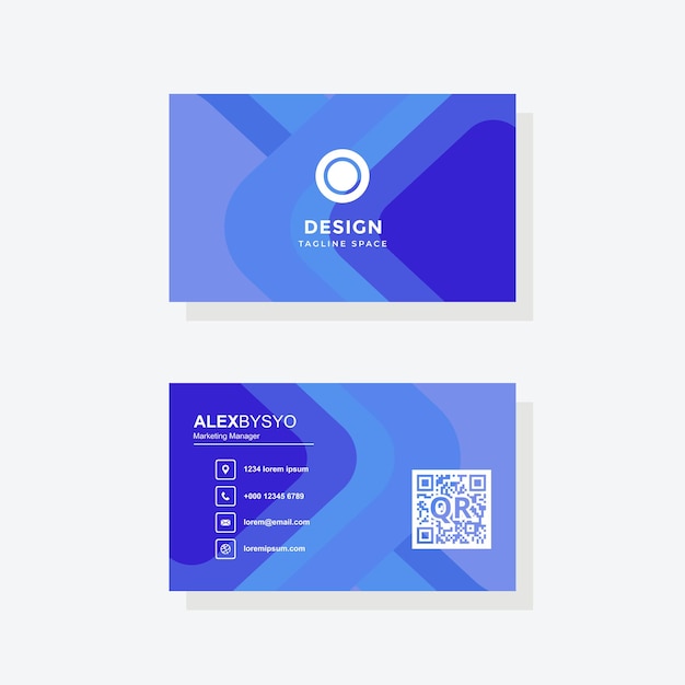 Tarjeta de visita moderna con gradiente azul