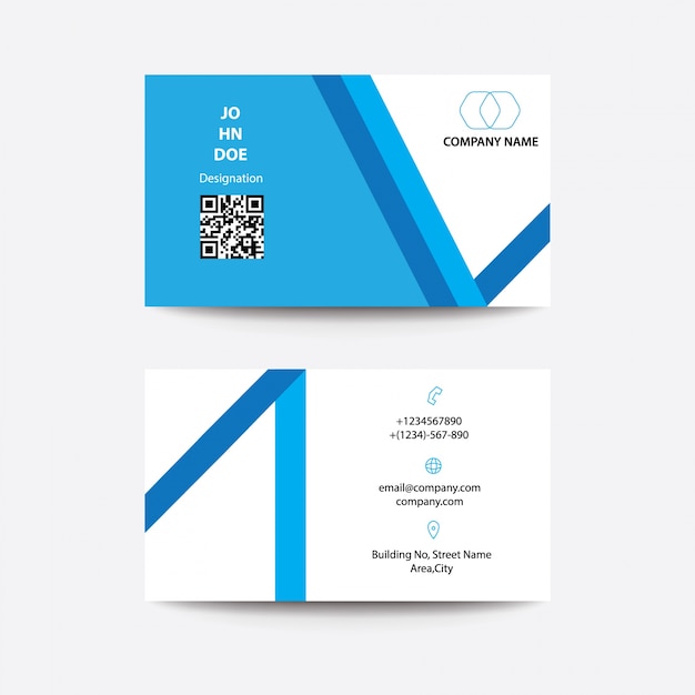 Vector tarjeta de visita del negocio del color blanco azul del diseño plano moderno limpio