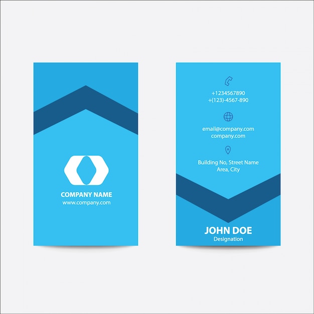 Vector tarjeta de visita de negocios de color azul clean flat design