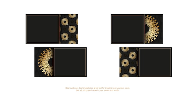 Tarjeta de visita negra con estampado indio dorado