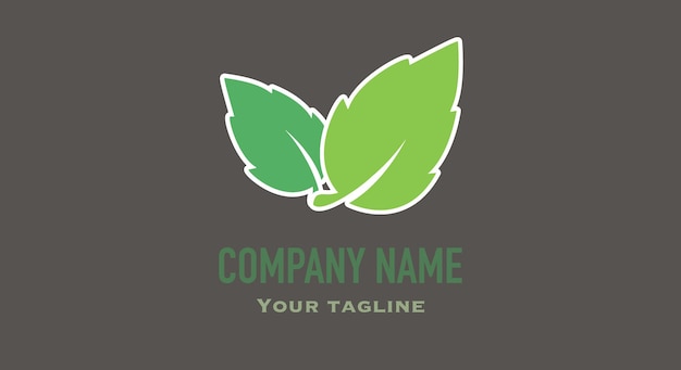 Tarjeta de visita negra con hoja verde para bio logo orgánico productos naturales y ecológicos medicina cosmética