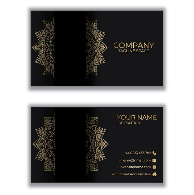 TARJETA DE VISITA NEGRA Y DE ORO DE LUJO.