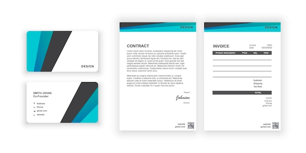 Tarjeta de visita y plantilla de diseño de documento de diseño colorido simple en blanco para empresa de oficina