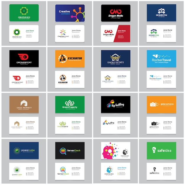 Tarjeta de visita y plantilla de identidad de marca. Conjunto de colección de logotipos.