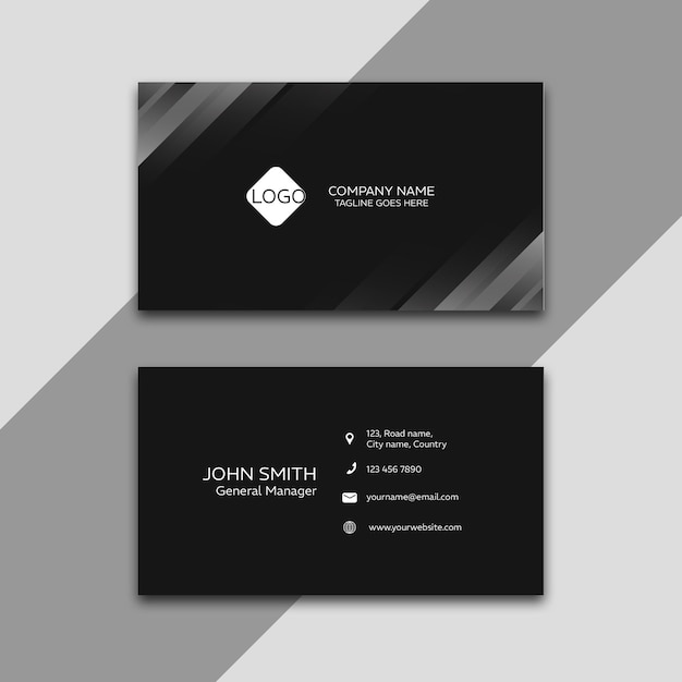 tarjeta de visita profesional en plantilla negra