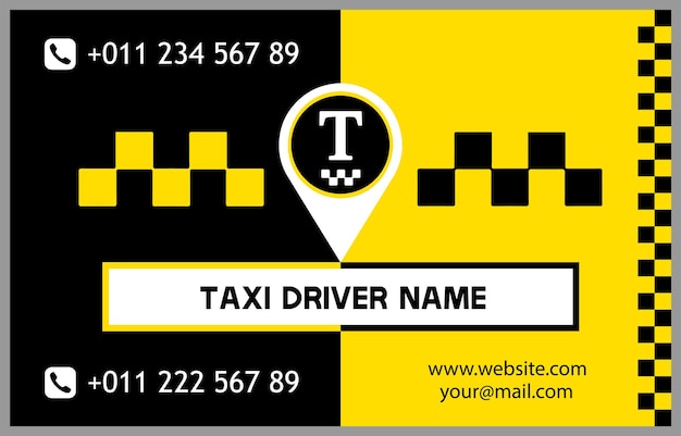 Vector tarjeta de visita de taxista en diseño simple