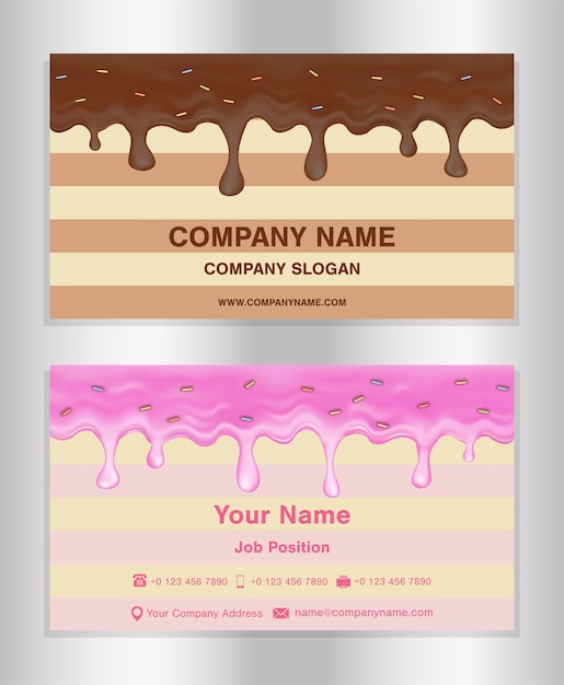 Tarjeta de visita del tema del esmalte del chocolate y del buñuelo