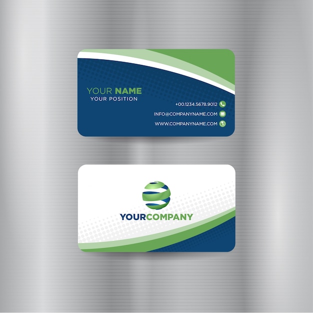 tarjeta de visita verde y azul