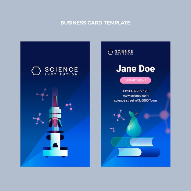 Tarjeta de visita vertical de ciencia degradada