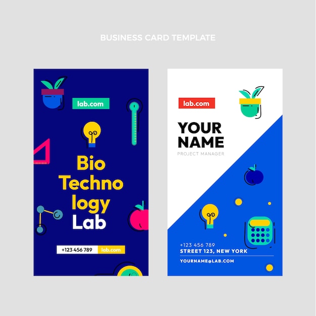 Tarjeta de visita vertical de ciencia de diseño plano