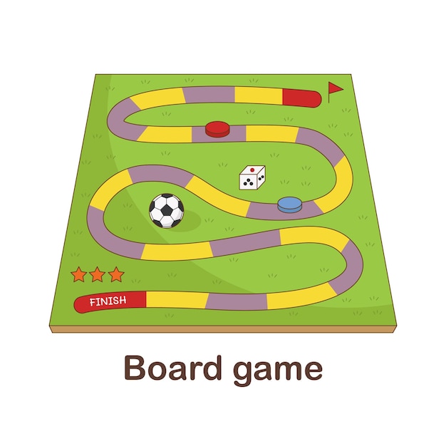 Vector tarjeta de vocabulario para niños. juego de mesa con imagen de juego de mesa.