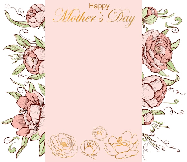 Tarjeta volante flores dibujado a mano fondo floral hermoso día de la madre