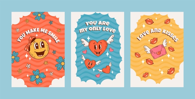 Vector tarjetas de amor dibujadas a mano