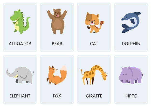 Tarjetas de animales en un estilo ilustrado y colorido 1
