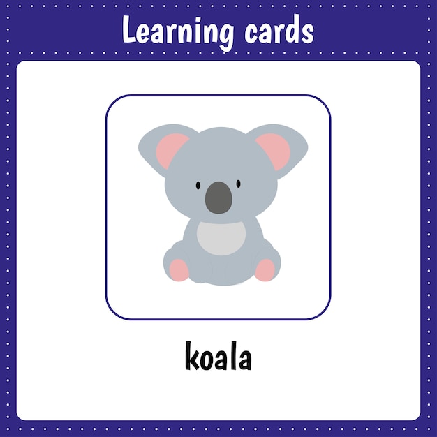 Tarjetas de aprendizaje para niños animales koala fichas educativas para niños actividad preescolar